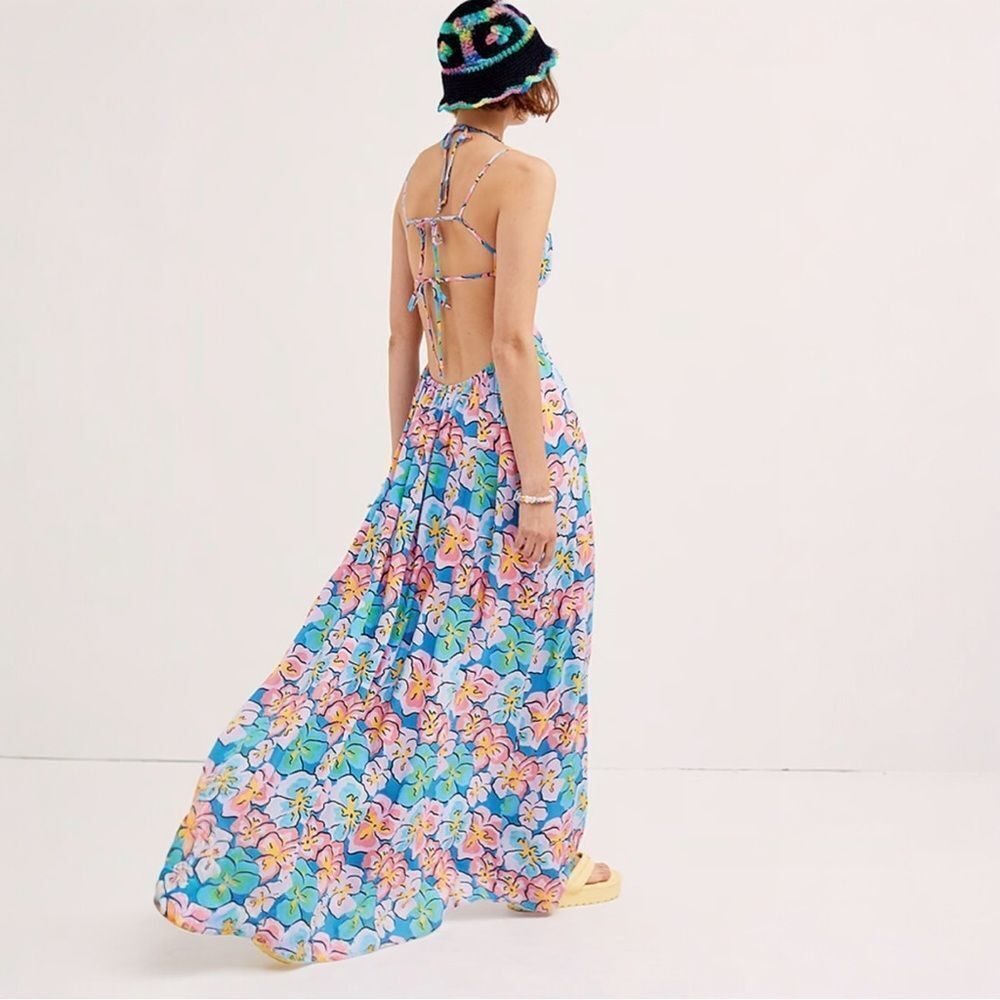 For Love & Lemons‎ Floral Maxi Dress  Size Medium 100% Bamboo - Picture 7 of 13
